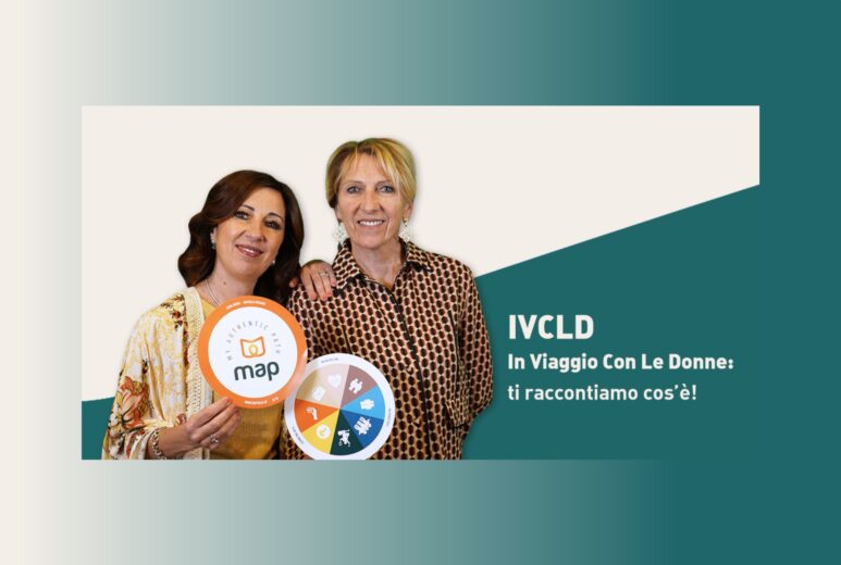 Carol Bourg e Raffaella Nicolosi sorridono invitandoti al secondo webinar conoscitivo di IVCLD In Viaggio Con Le Donne